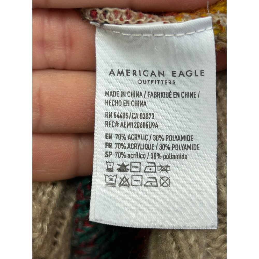 American Eagle Cardigan Women XS/S Multicolor Striped Oversized Knit Button - Picture 5 of 7